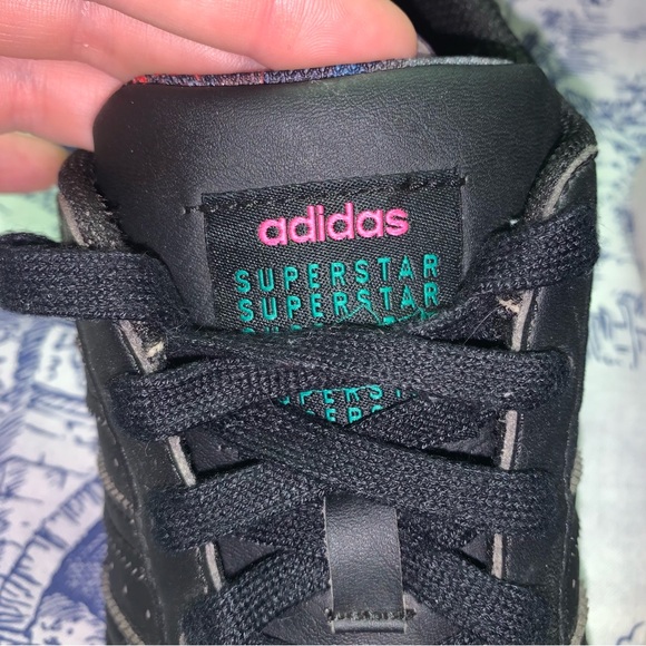 Adidas Superstar Originals Black Multi Logo Translucent Toebox GX2716 sz 5 1/2 - Picture 7 of 9